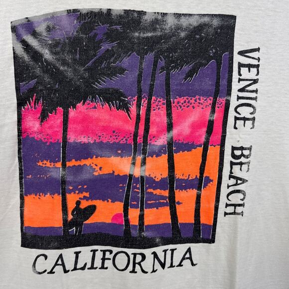 Vintage 90s Venice Beach Single Stitch Tee Shirt Off White Thrashed Streetwear - Picture 3 of 8